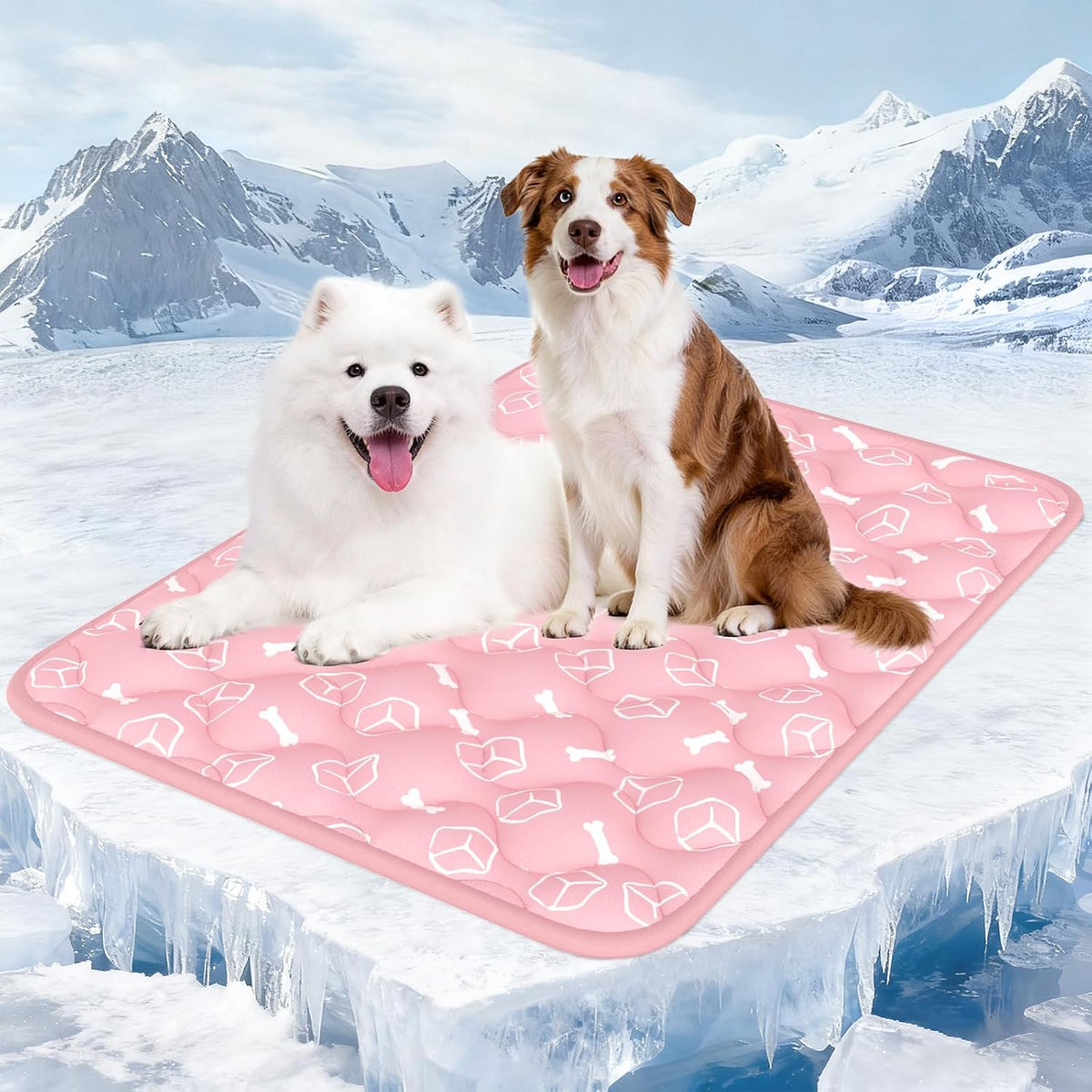 Rywell Dog Cooling Mat 2.0,Soft Blush Pink, 44" X 32" Thick & Durable Cooling Mat for Extra Large Dogs, Long-Lasting Cool with Waterproof & Color-Changing Arc-Chill Tech (Q-Max>0.5) Washable&Non-Toxic