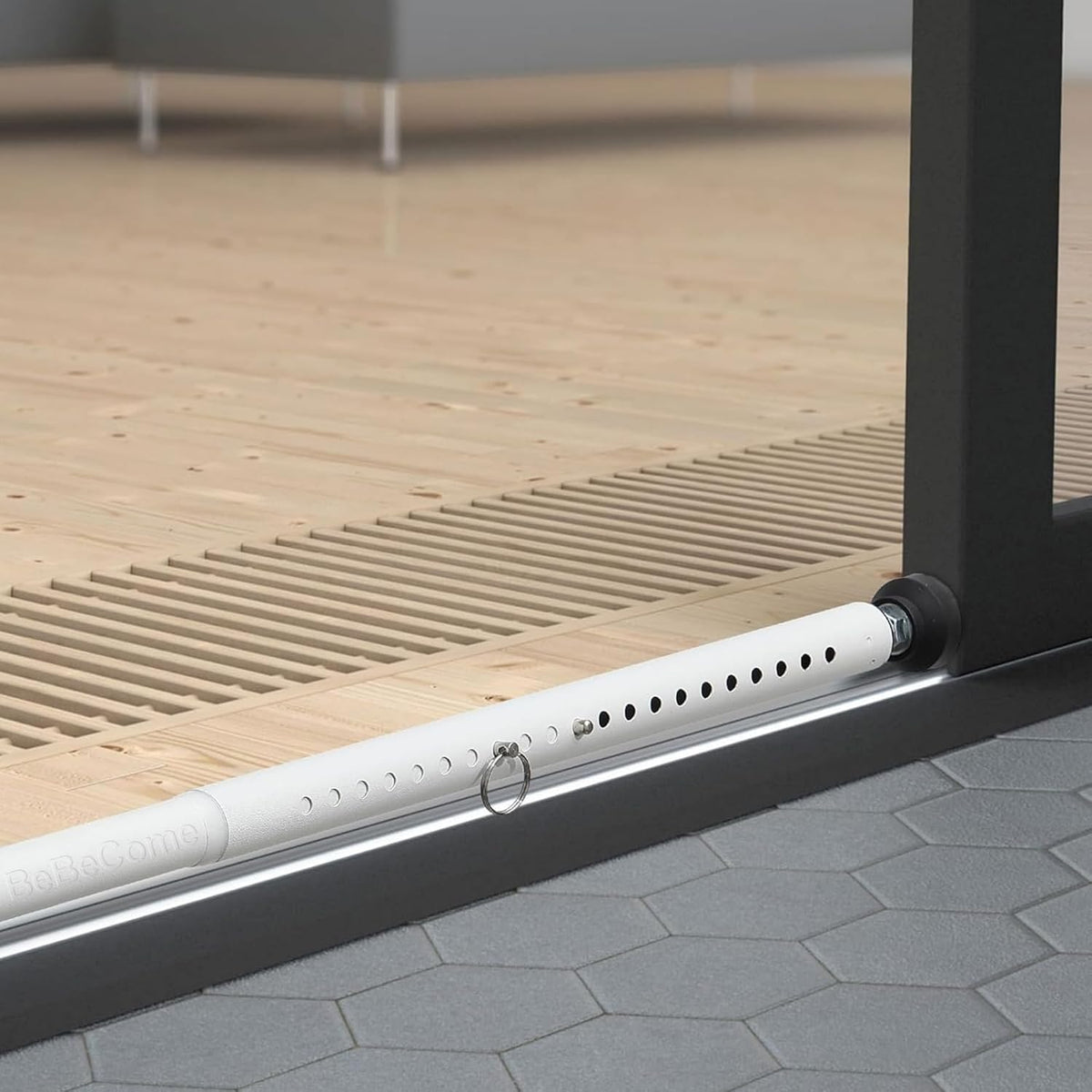 Bebecome Sliding Door Security Bar,17-50 Inch Adjustable Patio Door Security Bar with Rubber Tips Apartment Bedroom Bottom of Door Heavy Duty Interior White