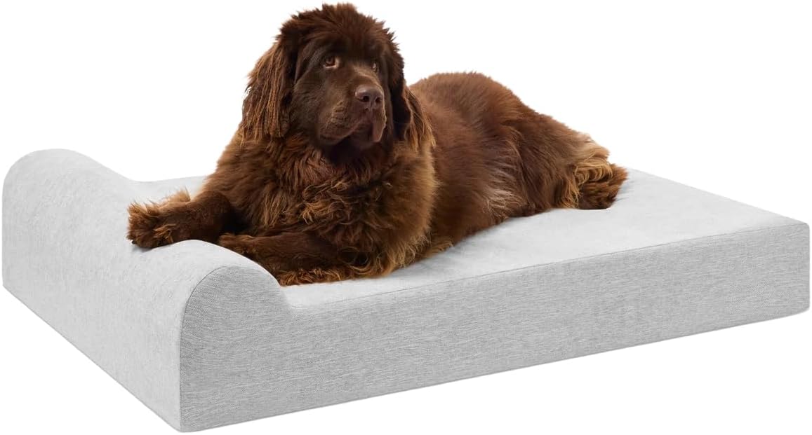 Barker Beds Large Orthopedic Dog Bed - 7" Memory Foam Mattress - 50-70 Lbs - Joint Pain & Arthritis Support - Washable Cover - 48"X30"X7" - Stormcloud Linen