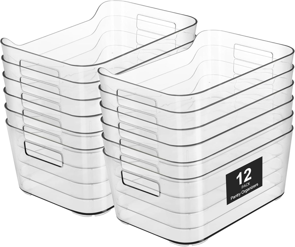 Heyuzb Pantry Organizers Storage, Clear Storage Organizer Bins 12 PACK
