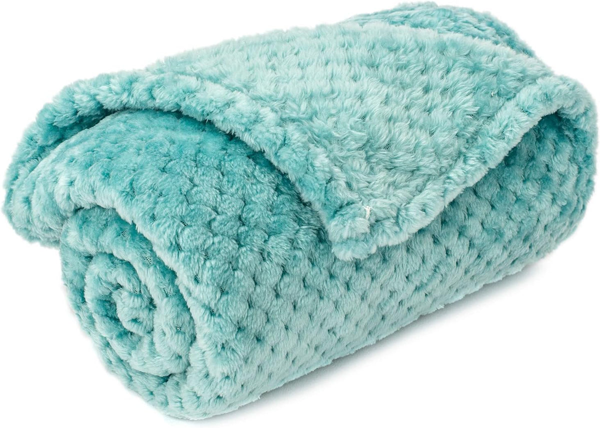 Warm Soft Fuzzy Dog or Cat Blanket, Plush Fleece Throws for Bed, Couch, Sofa, Travel (M/32" X 40", Dark Green)