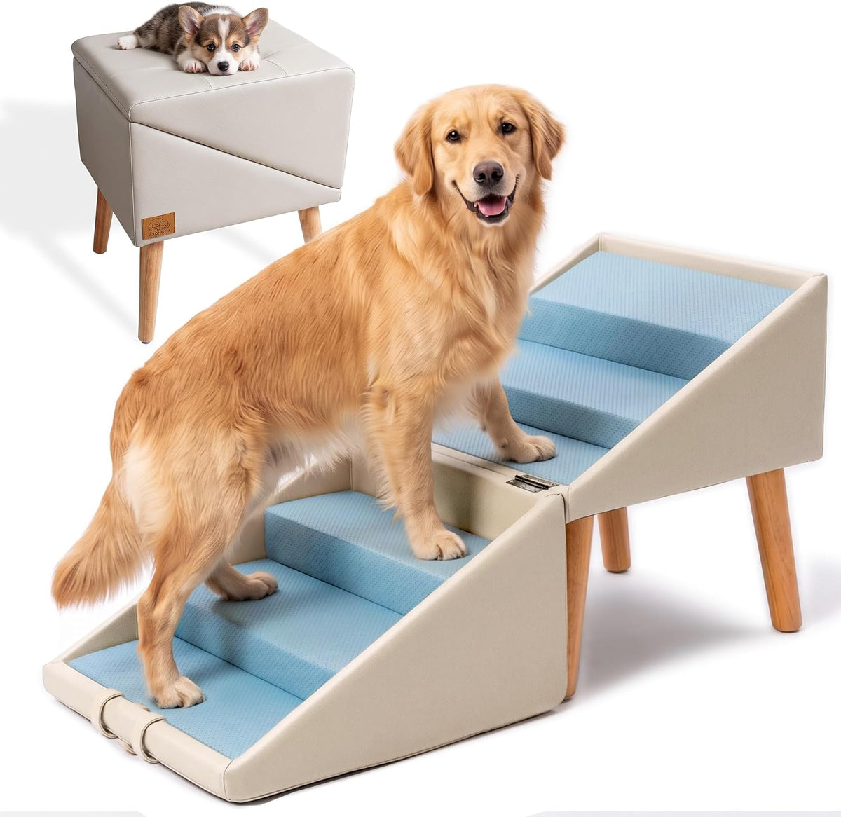 Dog Stairs for Small Dogs & Cats,3 Steps Non-Slip Pet Ramp for Couch,15.7"H