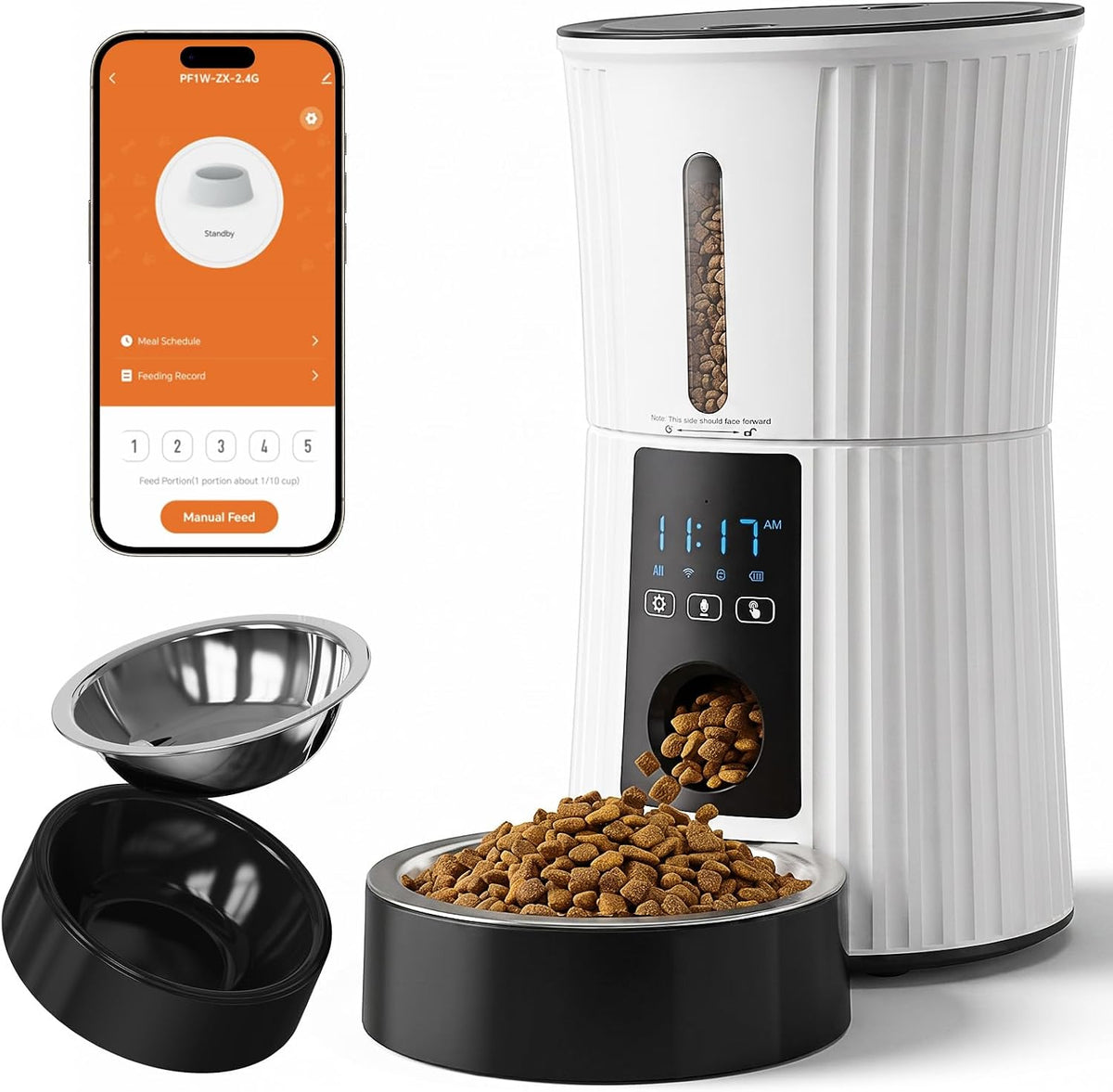 NEWBULIG Automatic Cat Feeder 2.4G Wifi Timed 4L Small Dog Food Dispenser