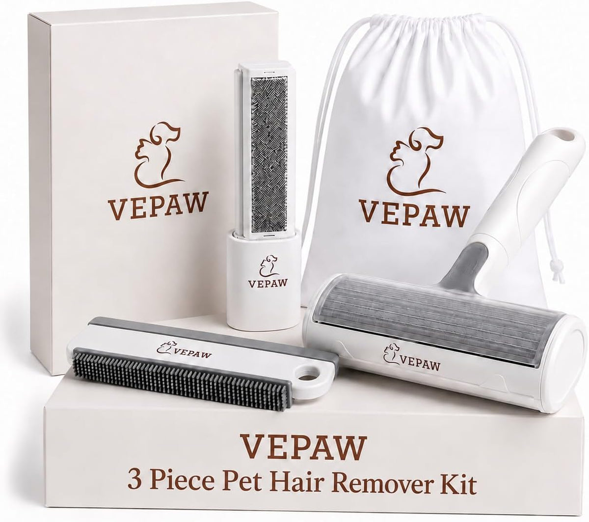 Pet Hair Remover Kit for Dogs & Cats, Reusable Lint Roller for Pet Hair, Mini Roller & Detail Brush for Couch, Furniture, Clothes & Car