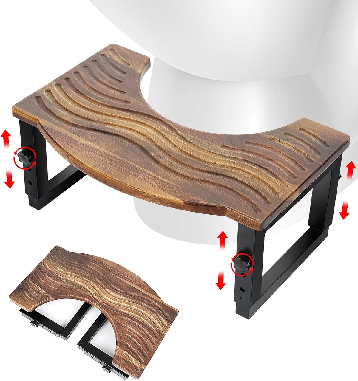 Toilet Stool Foldable,7In,8In,9 in Adjustable Height,Poop Stool