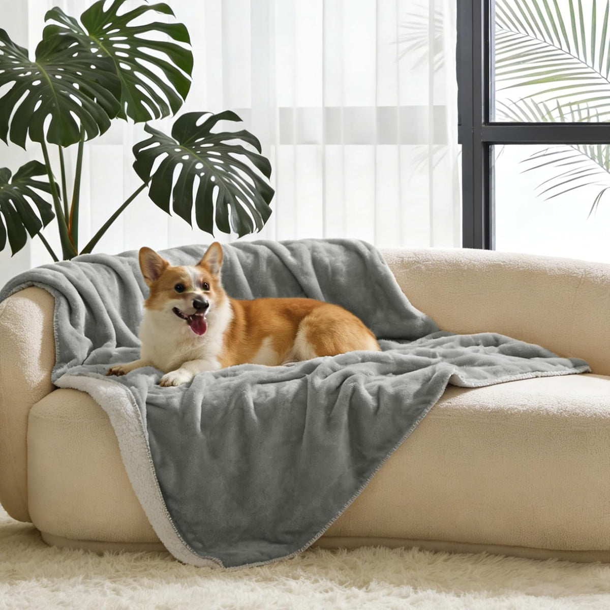 Kritter Planet Waterproof Pet Blanket, Soft Sherpa Throw for Dogs & Cats