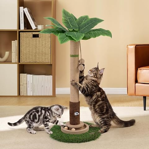WOOCHPET 21" Small Cat Tree with 2 Scratching Posts and Perch Bed