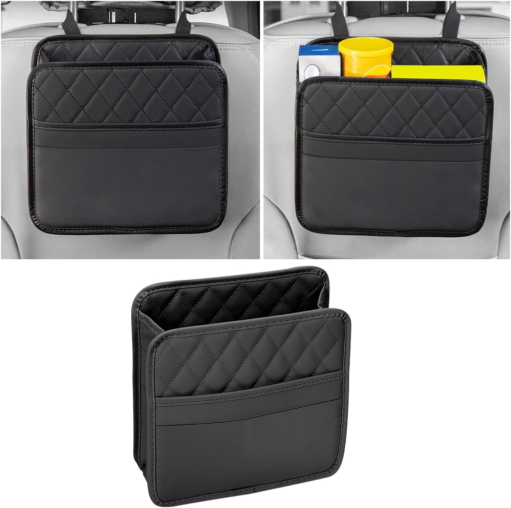 Mandark PU Leather Car Seat Back Organizer, Black