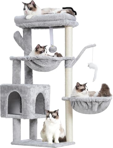 Heybly Cat Tree, 40" Tower with All-Sisal Wrapped Scratching Post HCT006SW