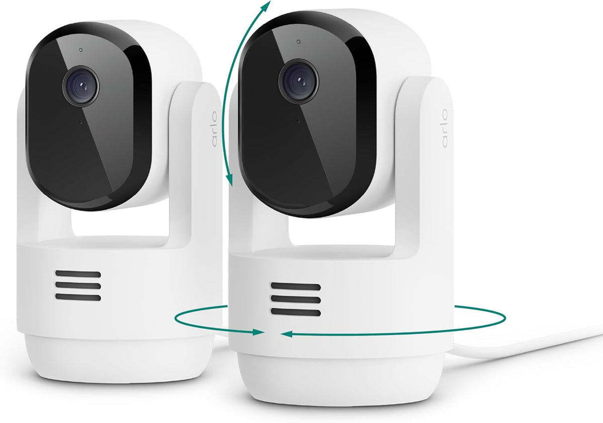 Arlo Essential Indoor Pan Tilt Zoom Security Camera 2K Wired - 2-Cam
