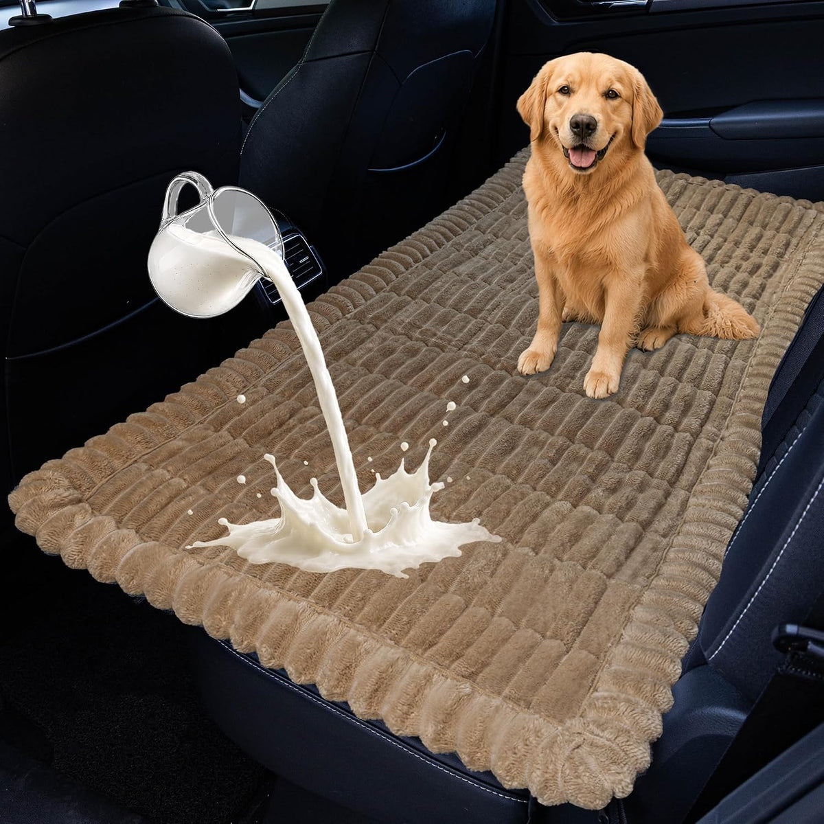 Dog Car Seat Waterproof Bed Cover Back Seat Brown 23.6”X51”