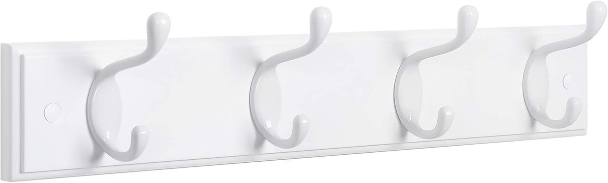 SONGMICS Wall-Mounted Coat Rack, 4 Dual Metal Hooks
