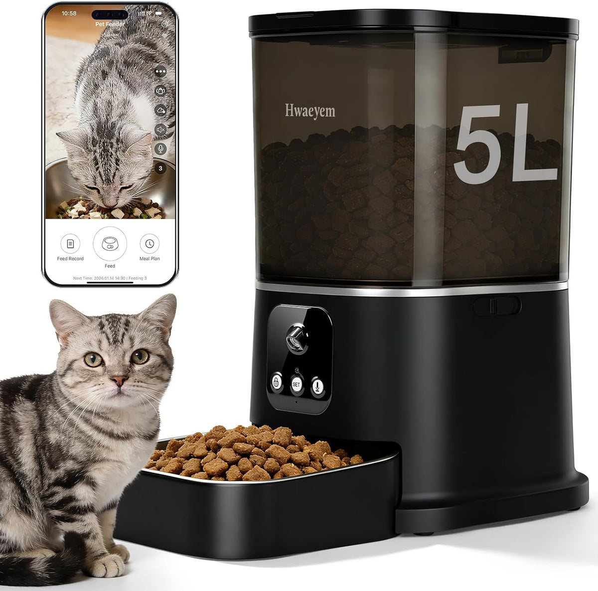 Automatic Cat Feeder with Camera, APP Controlled Cat Auto Feeder