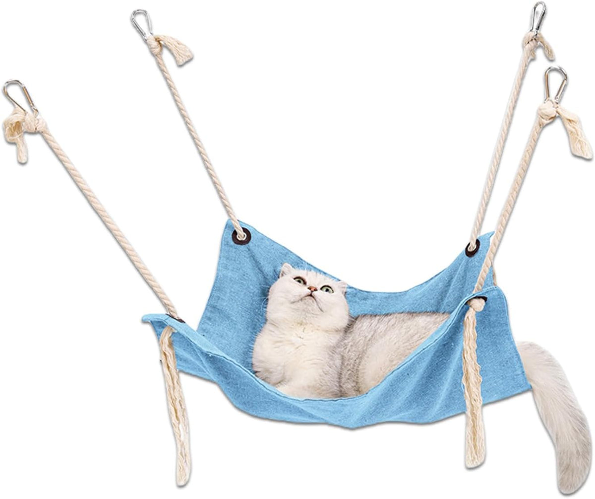 Cat Hammock Bed for Cage, 18.5 Inch Hanging Cat Bed Hammock Perch Chair with Adjustable Straps and Metal Hook, Breathable Kitten Pet Hammock Swing for Indoor Small Dogs Puppy up to 15.4Lb, Gray
