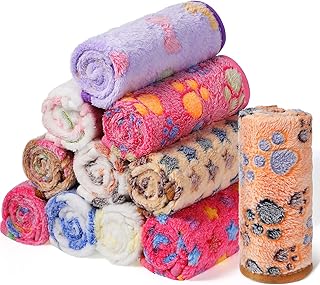 Tatuo 12 Pcs 16X24 in Puppy Dog Blankets Fleece Cat Pet Blankets Soft Warm