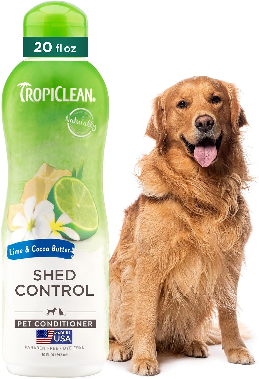 Tropiclean Deshedding Dog Conditioner, Reduces Shedding, Softens Coat, 20Oz