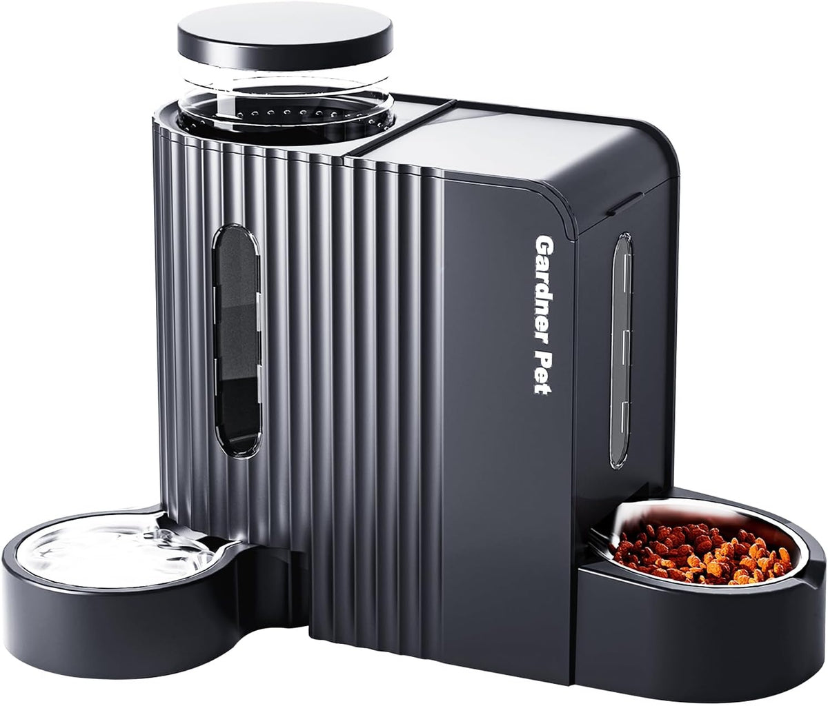 Gravity Automatic Cat Feeder, Water & Food Dispenser Set, Stainless Bowls