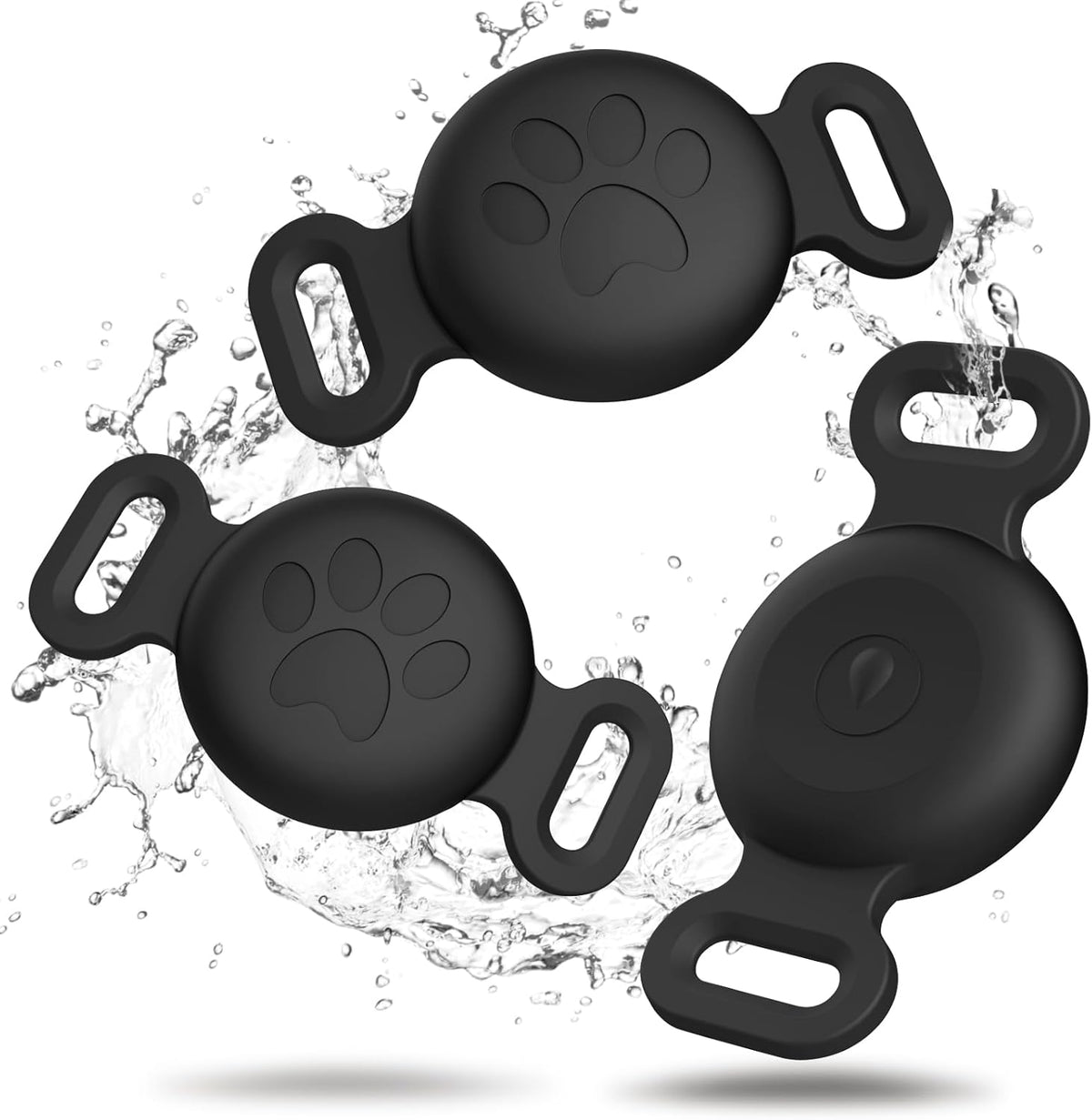 Vanjua Case for Airtag Cat Collar Holder, 3 Pack Soft Silicone Anti-Lost Waterproof Protective Case Cover Compatible with Apple Airtag 2Nd & 1St Gen, for Pet Cat Collars Holder (Black+Smokpurpl+Stone)