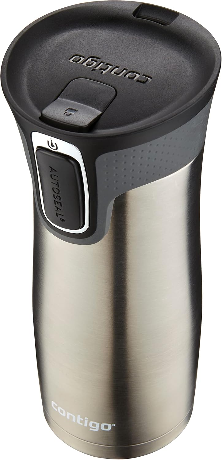 Contigo West Loop Stainless Steel Travel Mug with AUTOSEAL Lid, 16Oz., Stainless Steel/Black