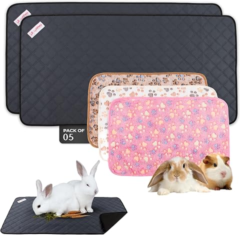 Yedsintu 6 Pcs Absorbent Guinea Pig Blankets Washable Small Animal Fleece Bedding Cage Liners Reusable Pet Pee Pad Sleep Mat Pad Cover for Hamster Ferret Rabbit Chinchilla Hedgehog (16"X24")
