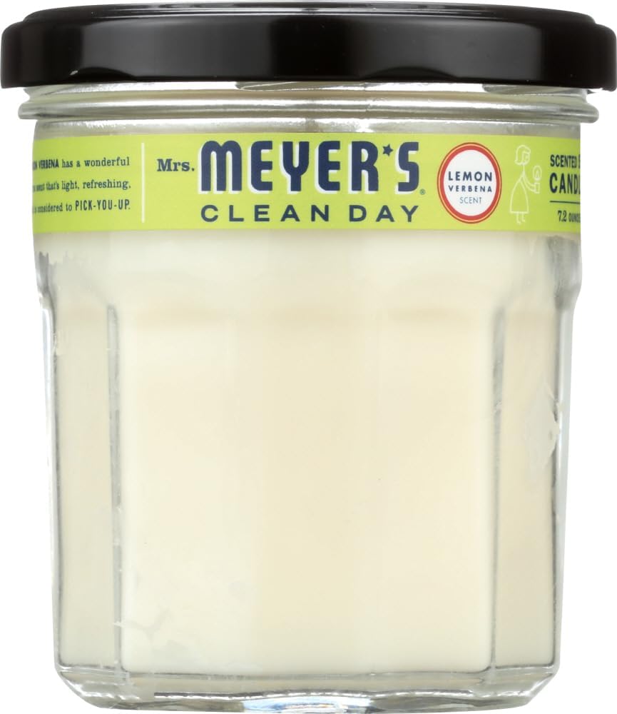 MRS. MEYER'S CLEAN DAY Lemon Verbena Soy Candle, Garden-Inspired Aromatherapy Homekeeping, 35 Hour Burn Time, Made with Essential Oils, 7.2 Oz Large Glass Jar Candles (Pack of 2)