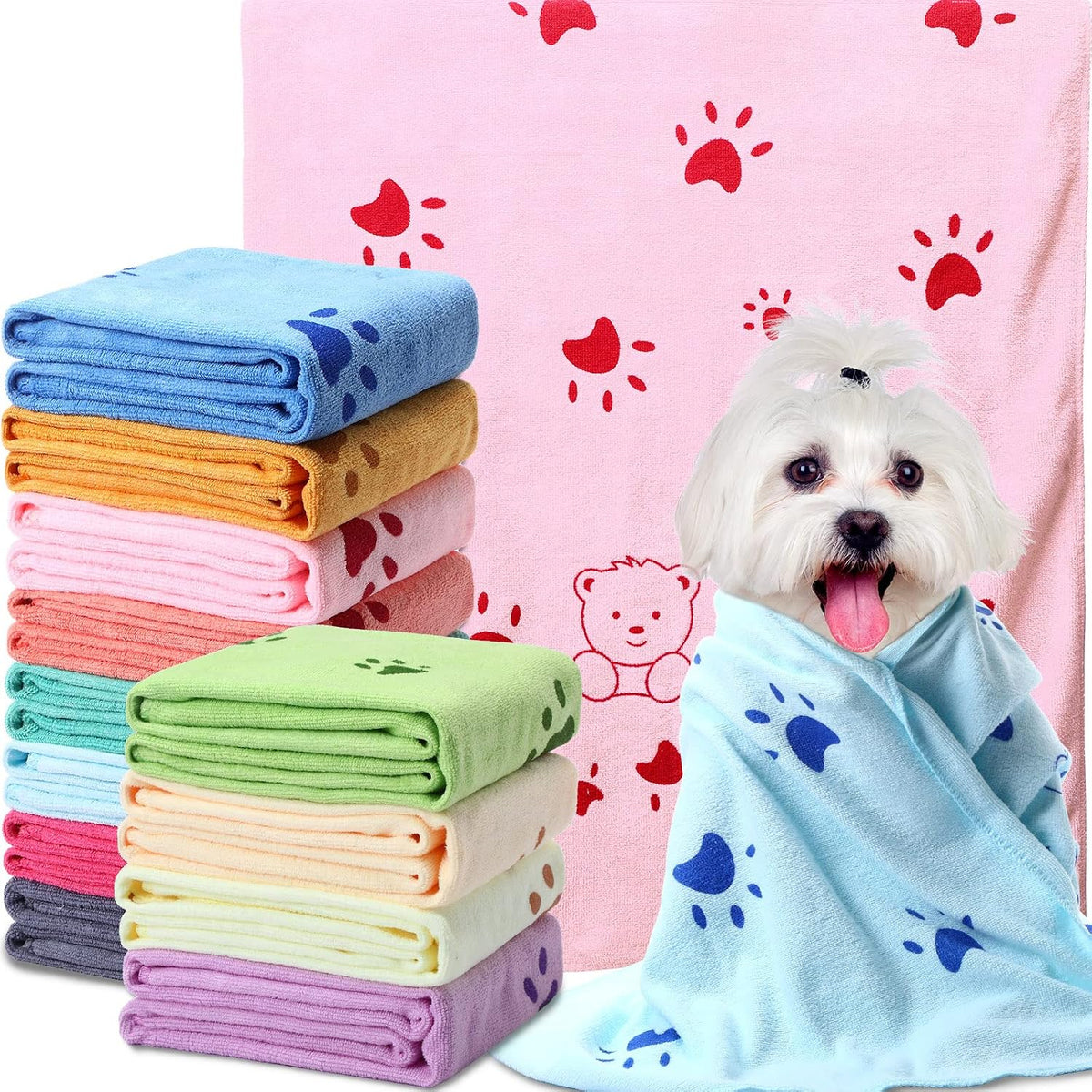 Moukeren 12 Pcs Dog Drying Towel 20''X39'' Microfiber Absorbent Bulk