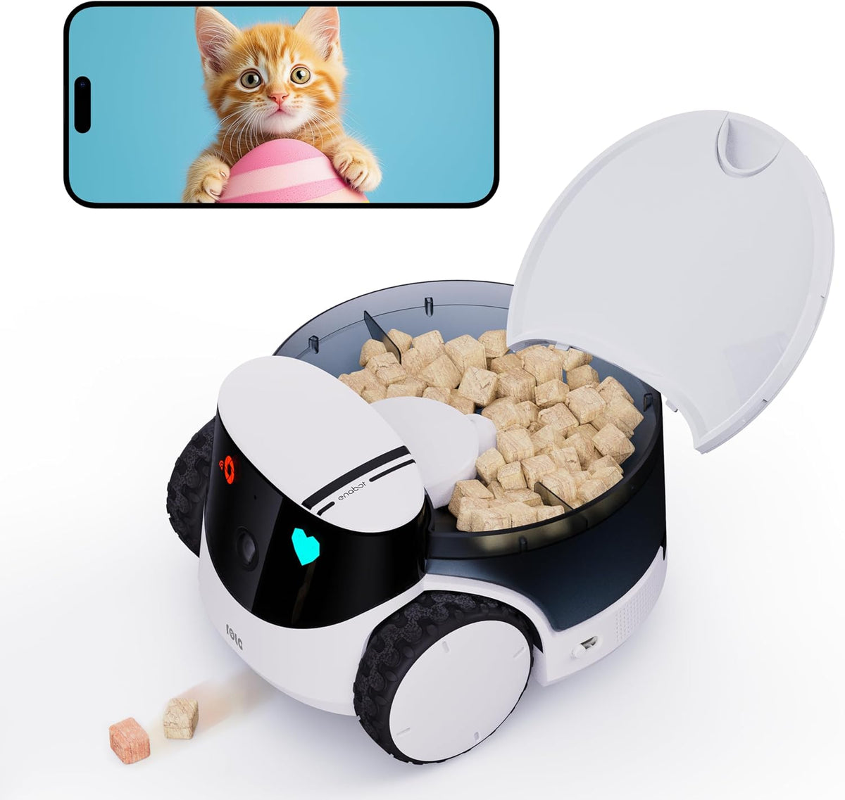 Enabot EBO ROLA Petpal Mobile 2.5K Pet Camera Robot with Treat Dispenser