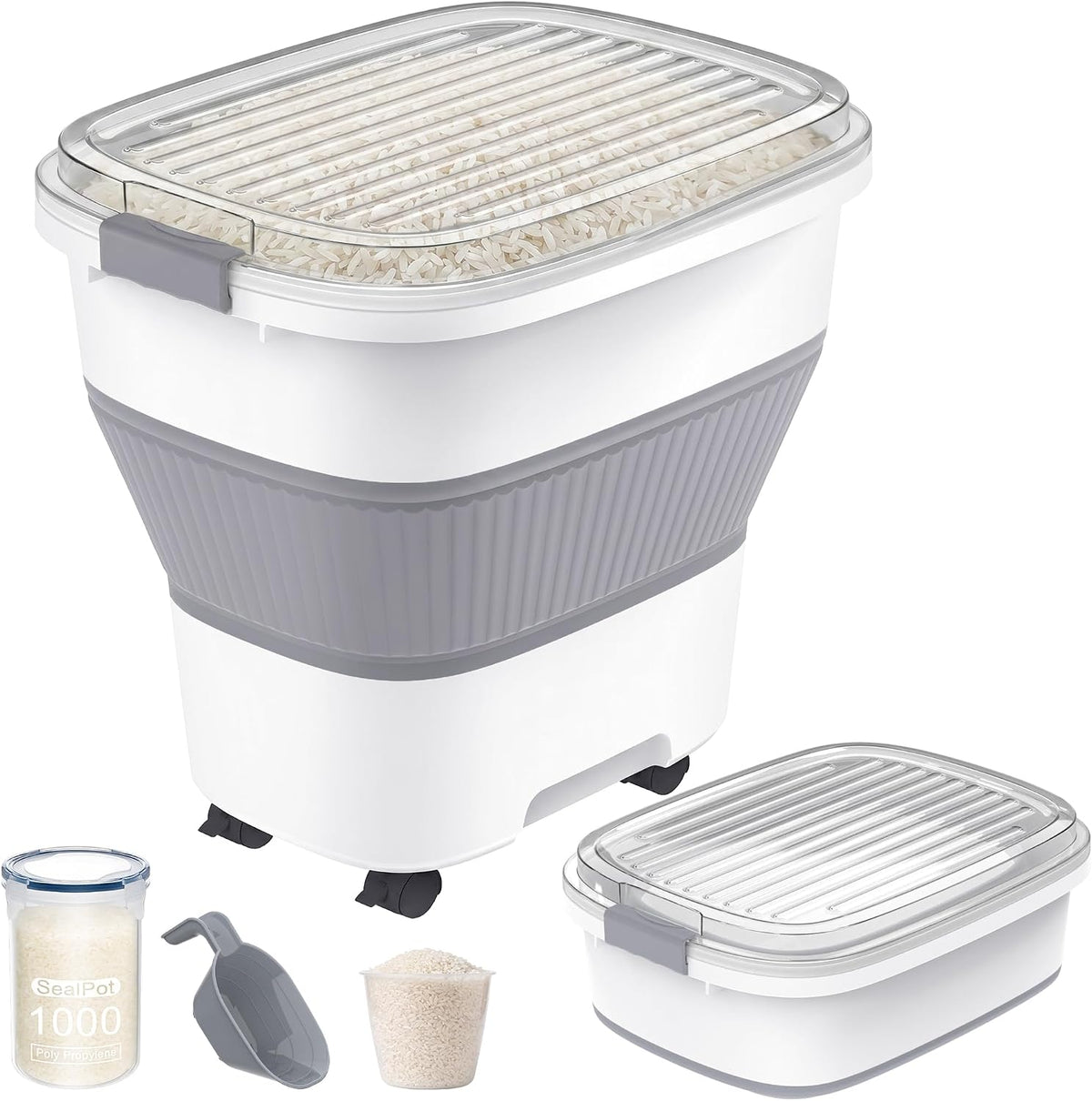 50 Lbs Rice Container, Collapsible Dog Food Storage Container