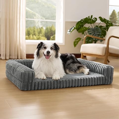 Bedsure Comfyfleece® Memory Foam Orthopedic XL Dog Bed with Sides 42"