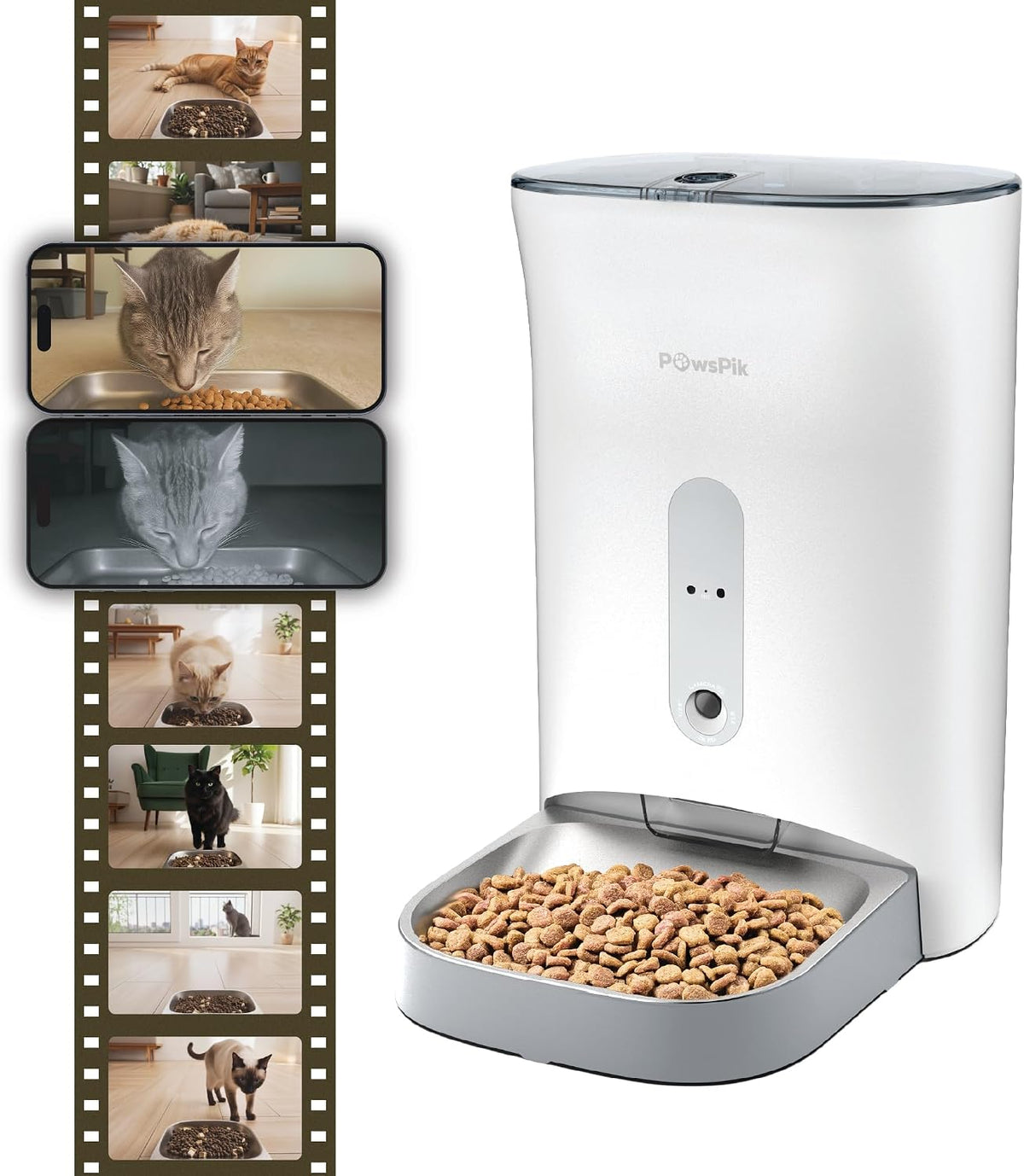 Pawspik Nutriwatch Automatic Smart Pet Feeder with 2K HD Camera, 19-Cup