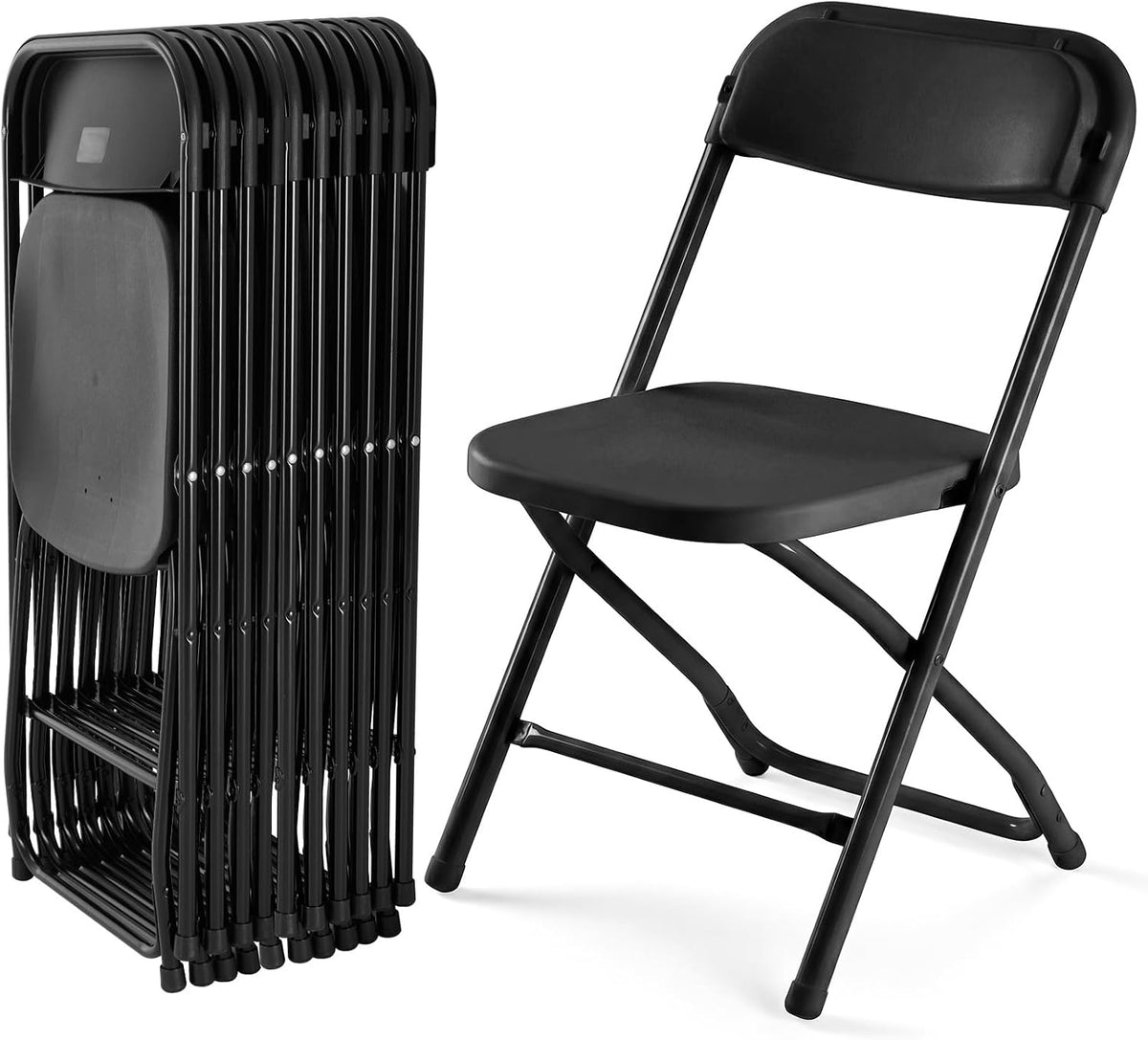 DUMOS Plastic Folding Chairs 10 Pack, Patio Dining Foldable Sets, Outdoor
