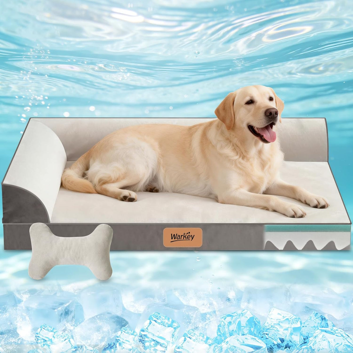 Cooling Dog Beds for Large Dogs, Orthopedic Memory Foam Dog Bed, Large Pet Beds with Washable Cover, Ideal for Arthritic Dogs up to 65Lbs
