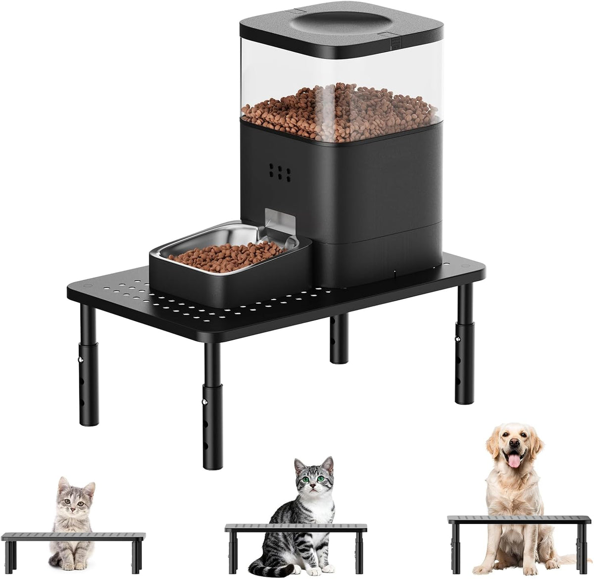 Elevated Cat Food Stand, Height Adjustable for Multi-Size Pet