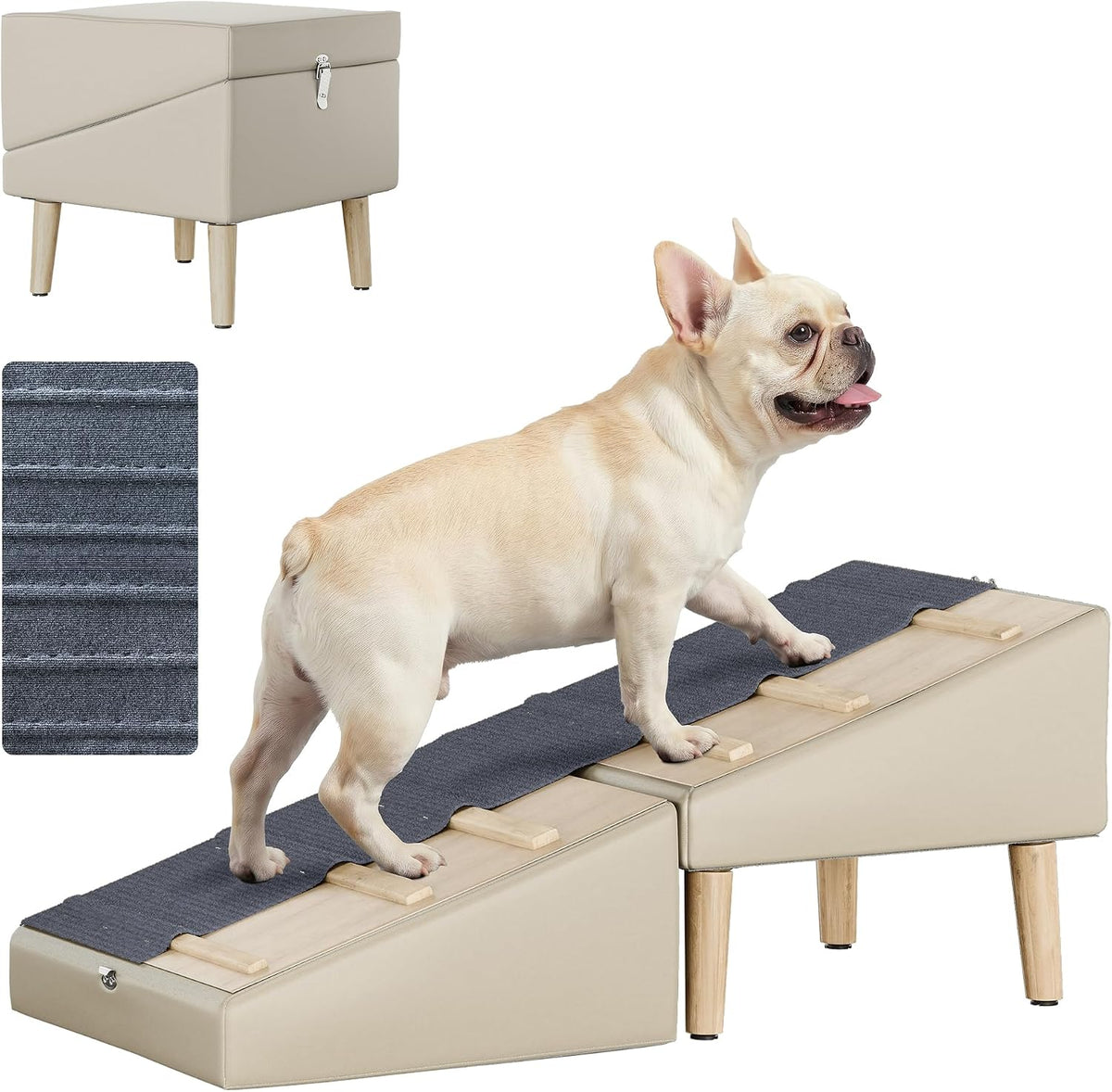 2 in 1 Ottoman Dog Ramp for Couch,Stable Folding Ramp for Small Dogs