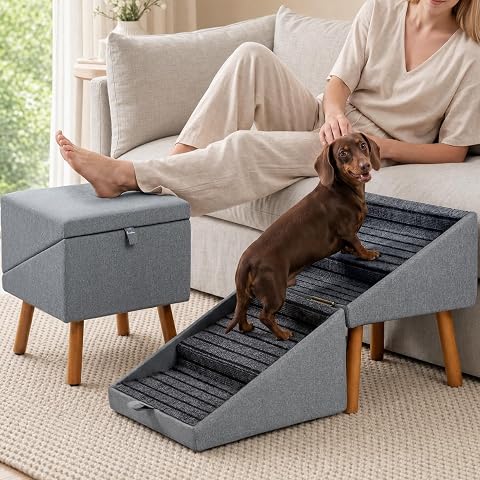 Foldable Dog Ramp for Couch, Non-Slip Wooden Pet Ramp