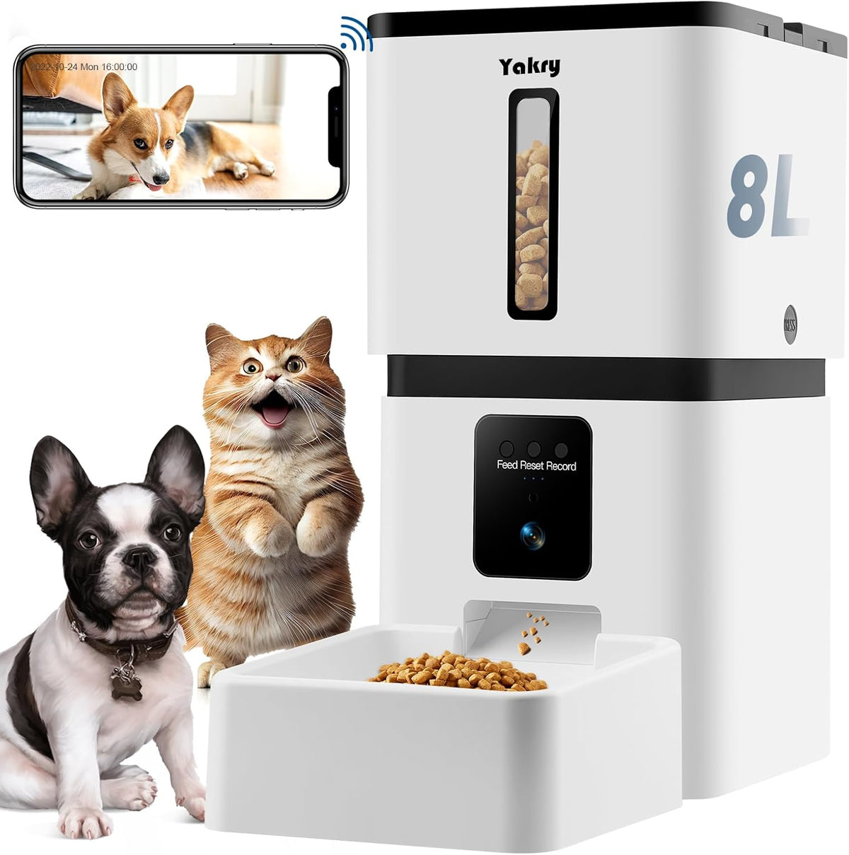Yakry Automatic Dog Feeder with Camera - 8L/33 Cups Smart Dog Feeder