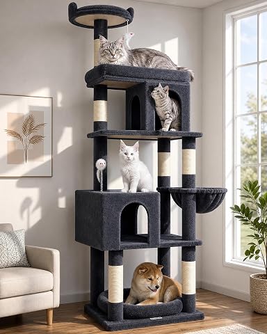 Globlazer Big XXL Cat Tower for Indoor Multiple Cats, F80, Dark Grey