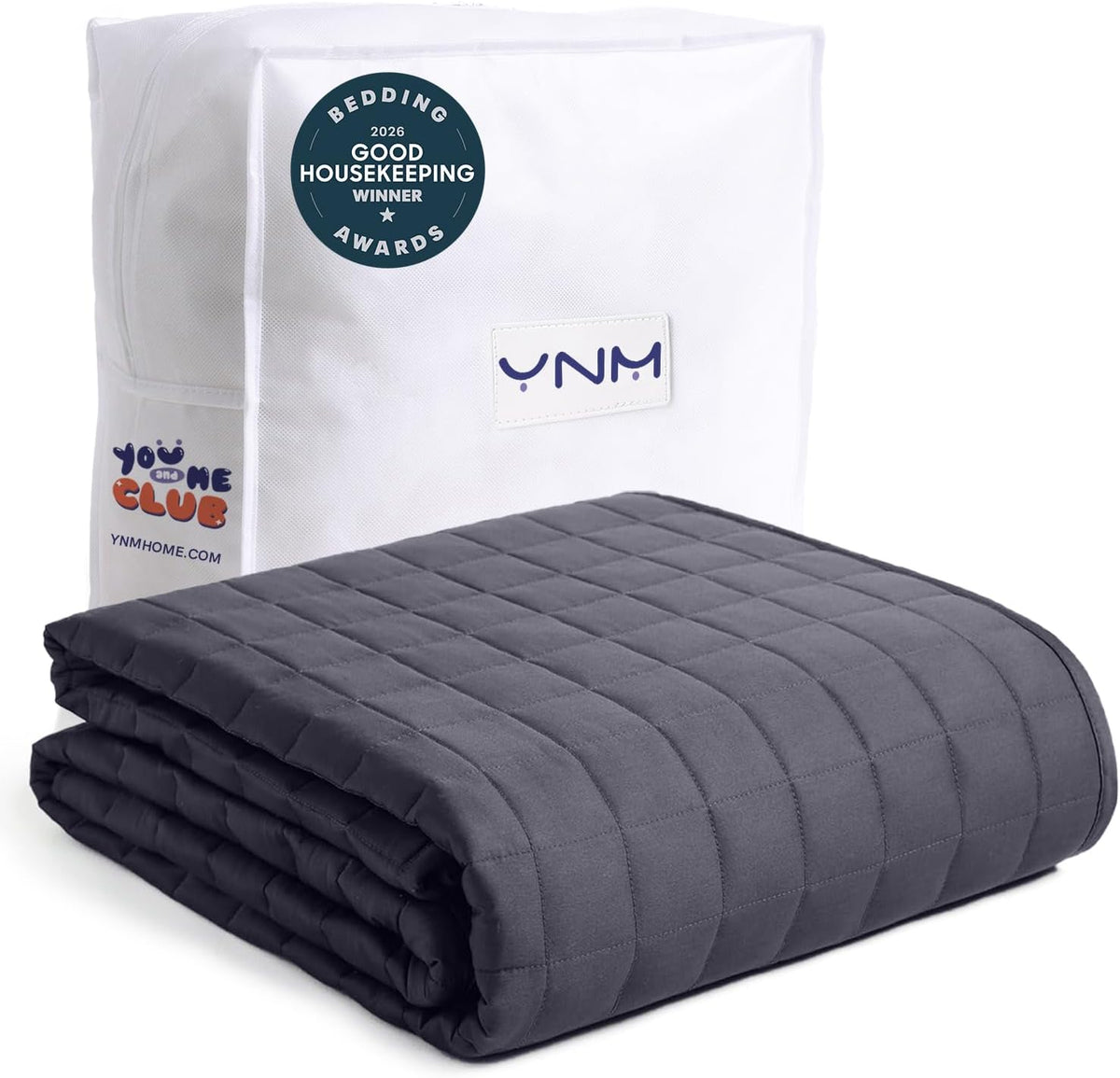 Ynm 15Lbs Weighted Blanket for Adults, 48X72 Inches, Dark Grey