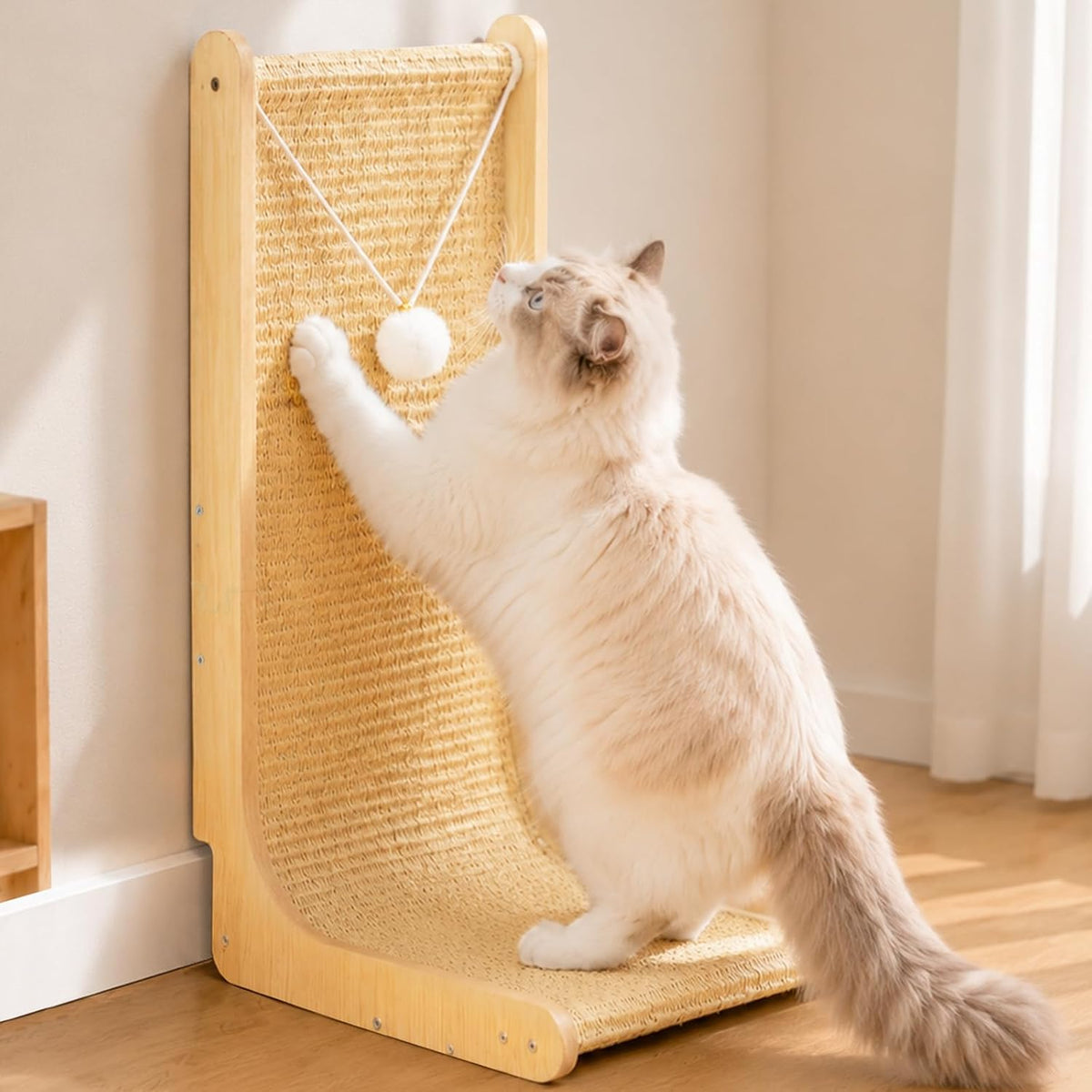 Modern Cat Scratching Post with Top Plush Bed for Indoor Cats