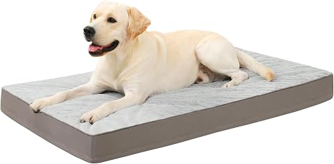 KSIIA Orthopedic Dog Bed for Large Dogs with Waterproof Lining, Grey, 35X22
