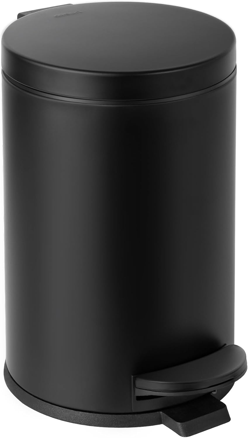 Cesun Small round Bathroom Trash Can with Lid Soft Close, 1.2 Gal, Black