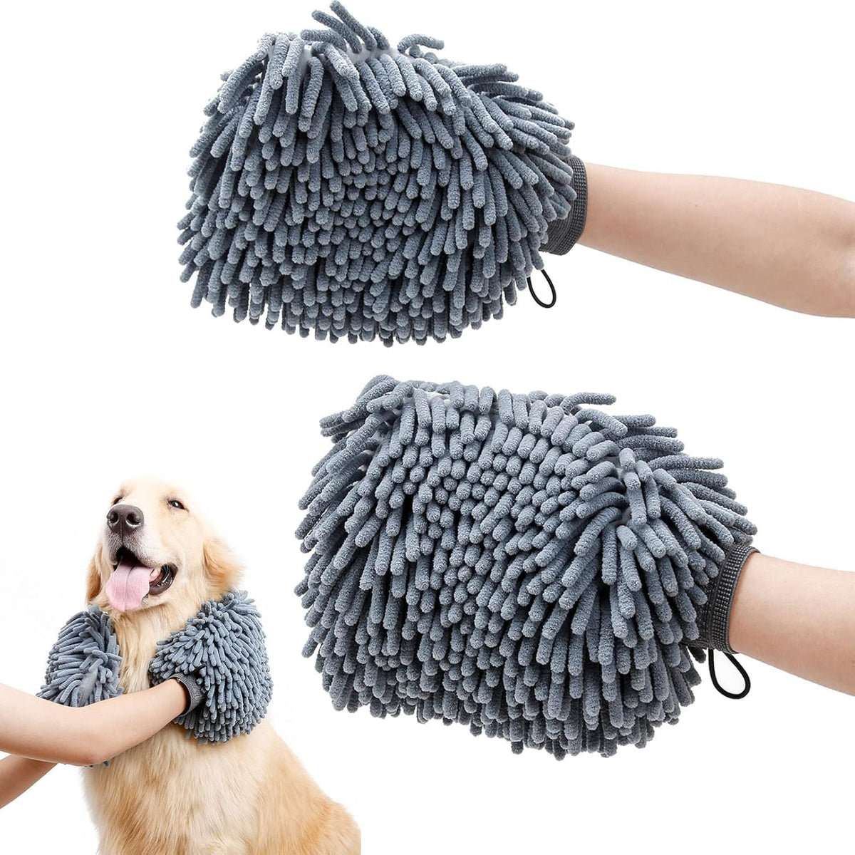 Soft Gray Dog Bath Glove, Pet Washing Glove for Dogs&Cats