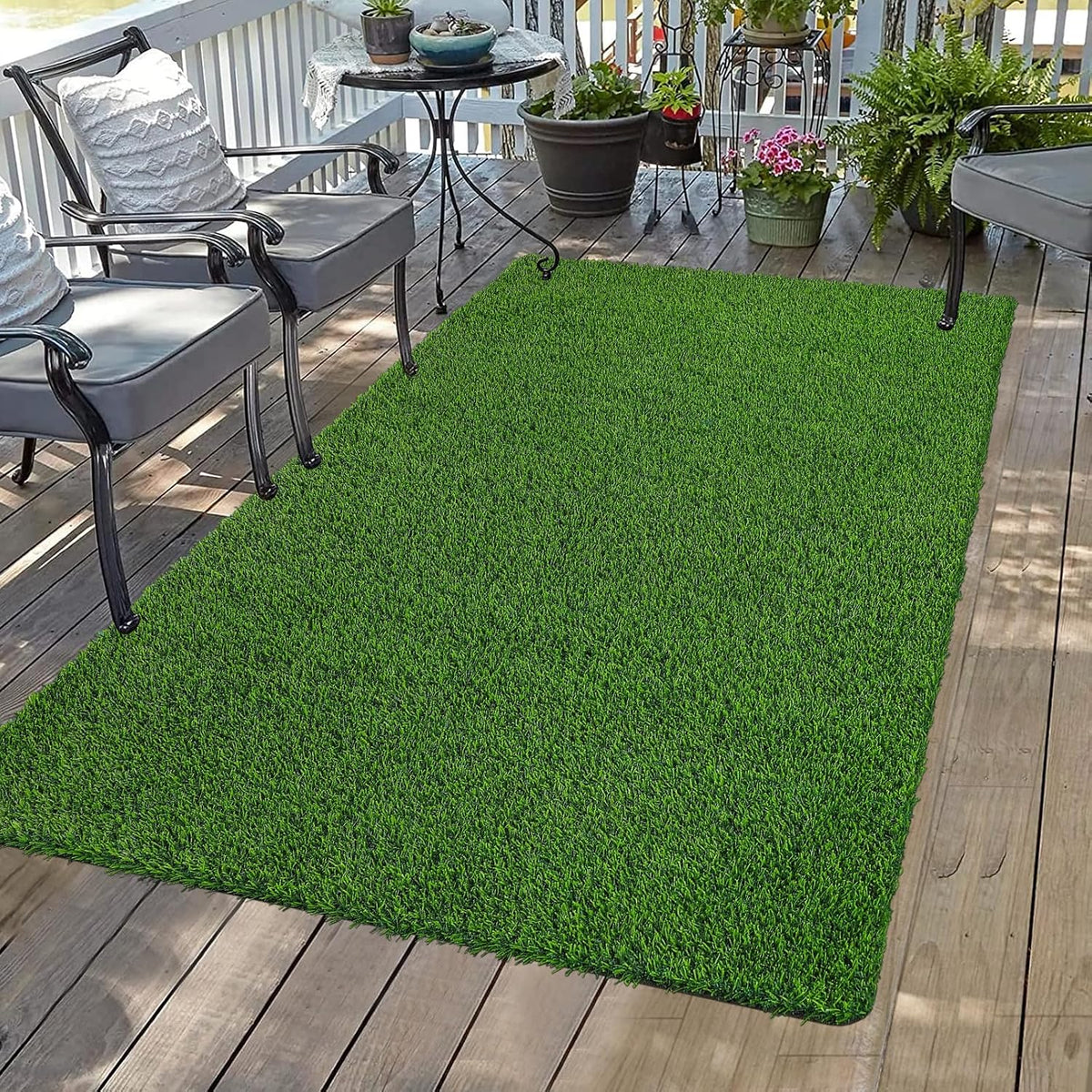 Bsmathom Artificial Grass Rug Indoor Outdoor Rug, 3X5Ft Dog Grass Mat with Drainage Holes, Synthetic Artificial Grass Turf Fake Grass Rug for Balcony Garden Lawn Landscape, 3X5Ft