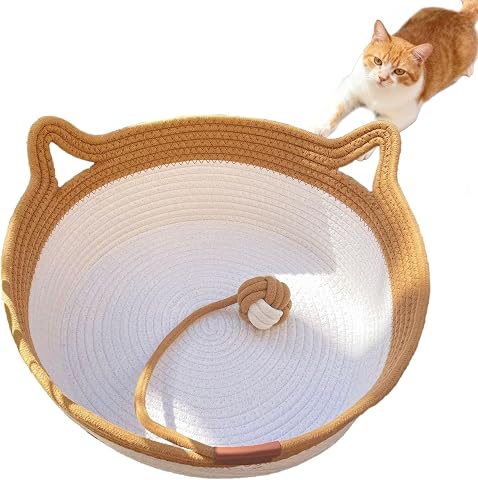 Cat Bed, Cotton Rope Instinct Basket for Cats, Handwoven Cat Beds