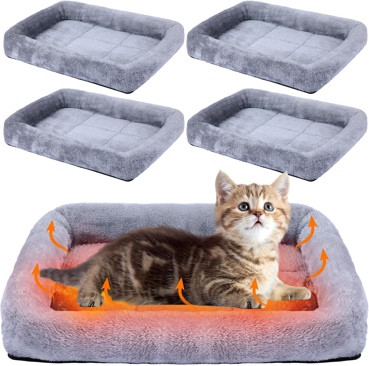 4 Pack Self Warming Cat Bed 15.7 X 11.8 Inch Cat Bed for Indoor Cats Heated Pet Crate Mat Extra Warm Thermal Dog Pad Anti-Slip Puppy Kitten Cushion for Pet Lovers Winter Gifts for Christmas
