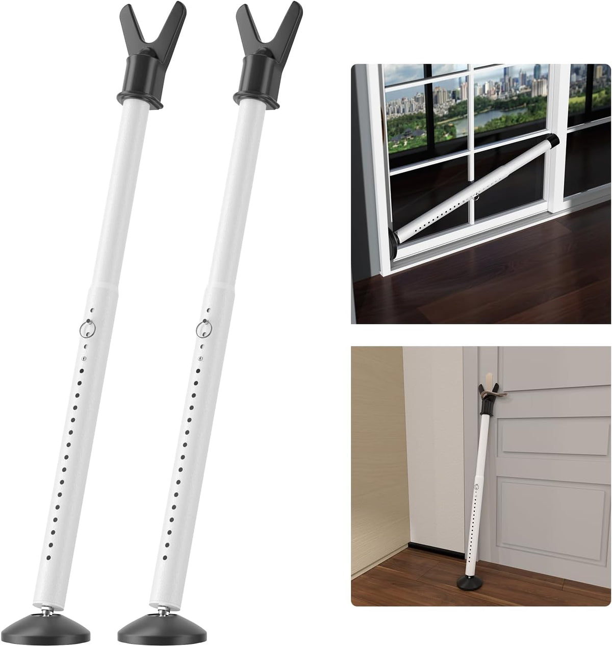 Door Stoppers Security Bar 2 Pack, Patio Sliding Door Lock Bar, 20-51 Inch