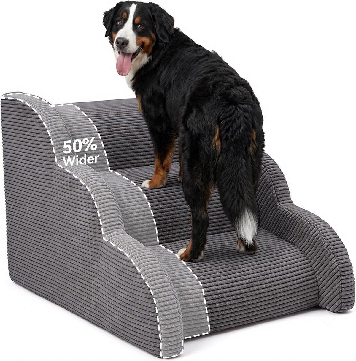 Large Dog Stairs with Handrail, Extra Wide Dog Steps for High Bed & Couch