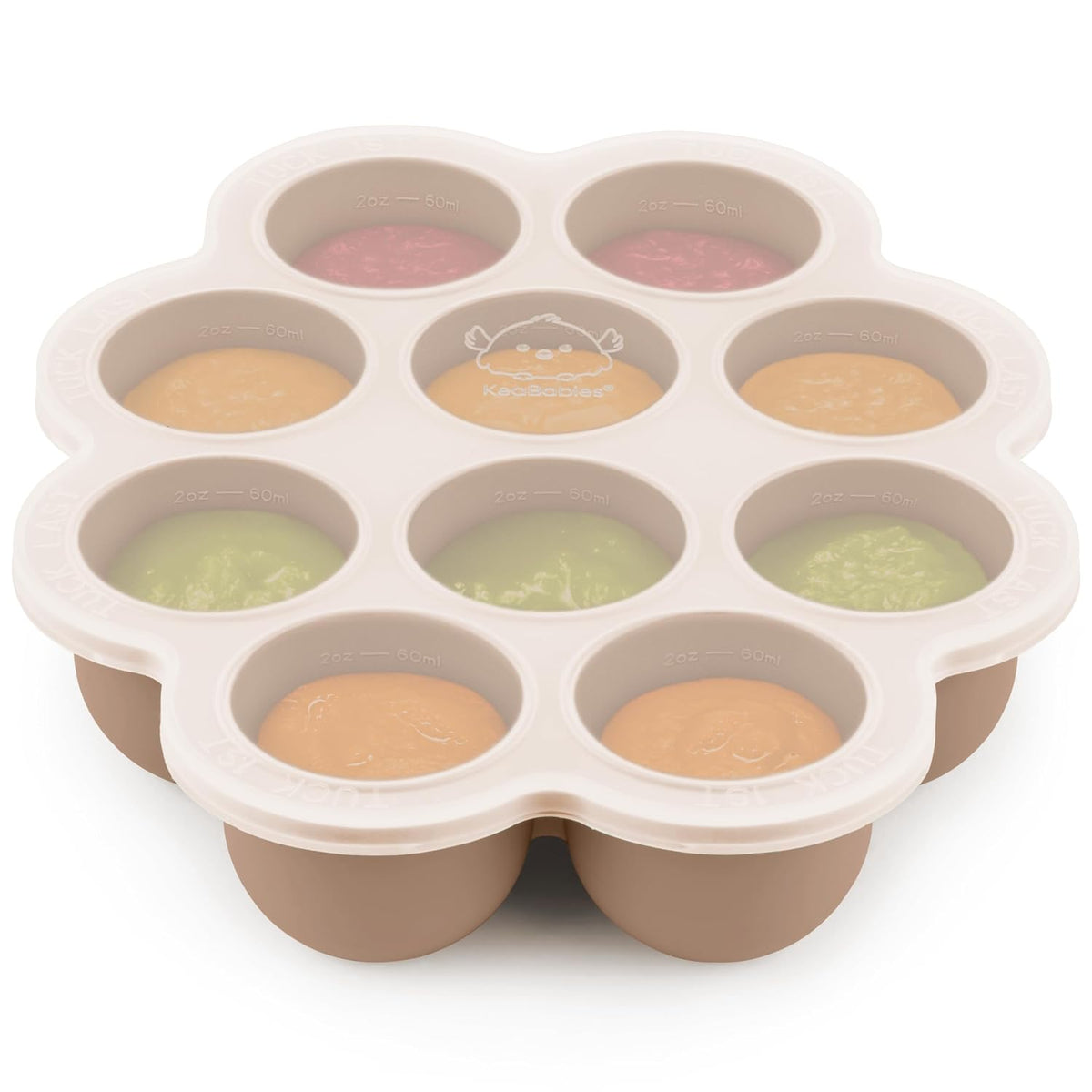 Keababies Silicone Food Freezer Trays with Lid, 2Oz X 10 Pods, Chai Latte