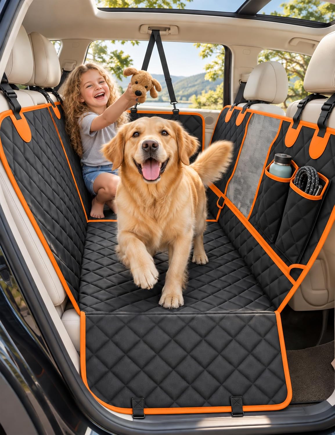 8-In-1 Dog Car Seat Cover for Back Seat,Waterproof Hammock Pet Extender