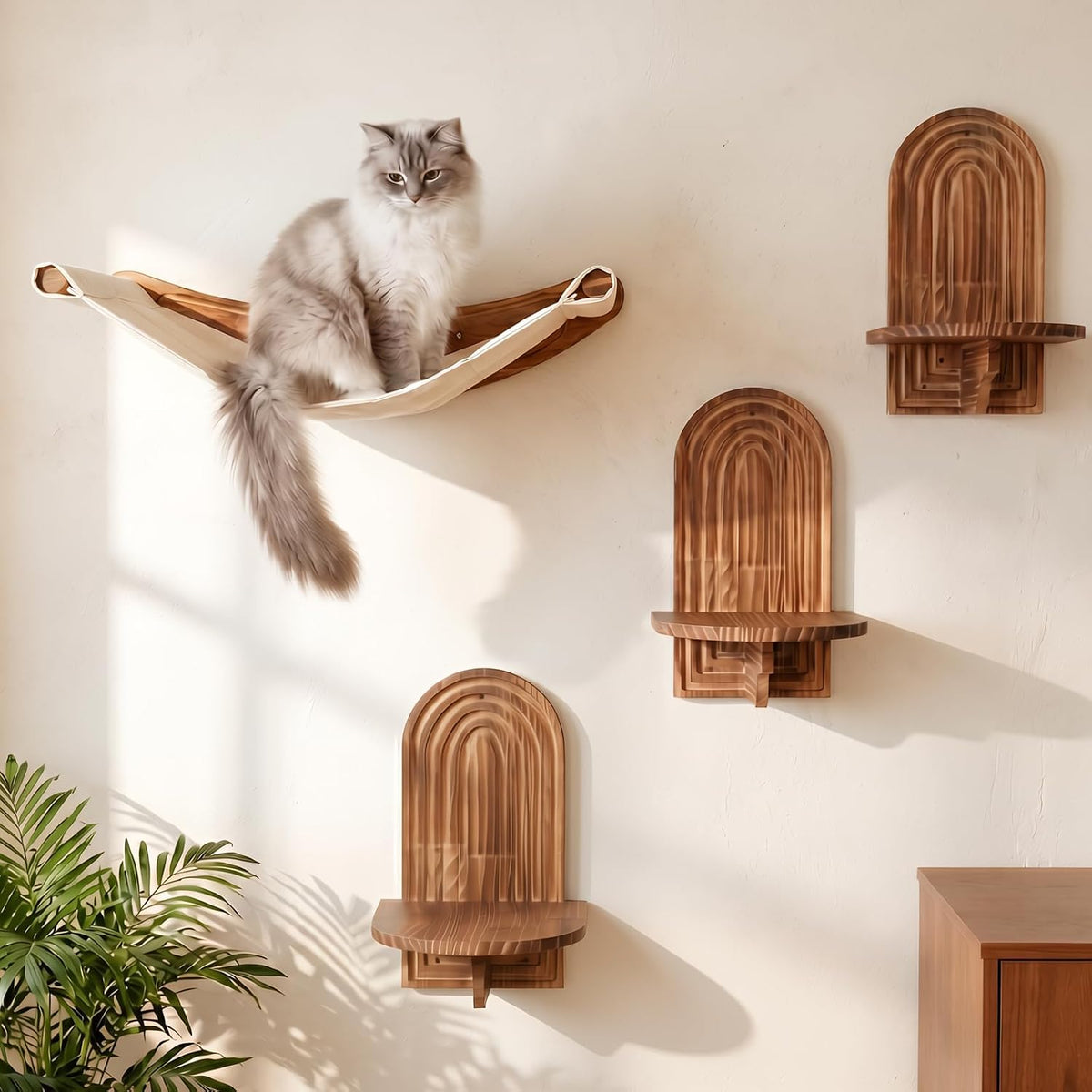 Cat Wall Shelves, Farmhouse Cat Wall Mounted Furniture for Indoor Cats